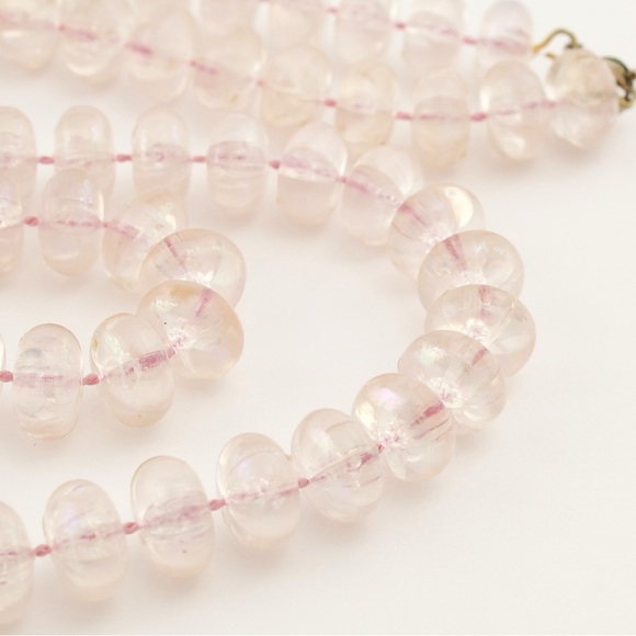 Vintage Iridescent Pink Beaded Necklace Acrylic Rondelle Beads 23.5” Long - Picture 4 of 6